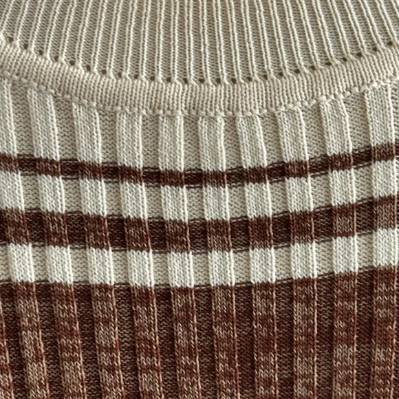 STAUD Colleen Colorblock Rib Sweater Dress Sahara Stripe Striped Midi Bodycon M - Picture 8 of 9